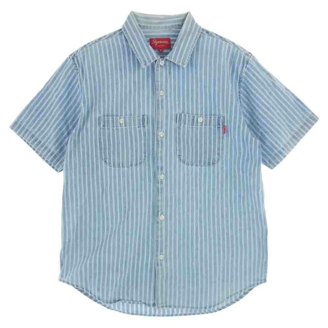 Supreme シュプリーム 半袖シャツ 17SS Stripe Denim S/S Shirt バックロゴ ストライプ 半袖 デニム シャツ ライトブルー系 S