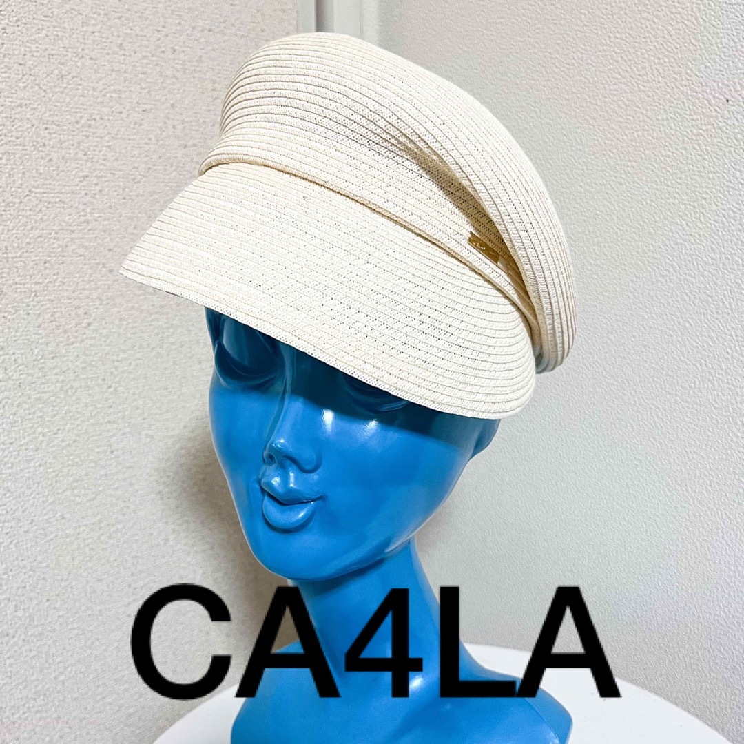 オフホワイト ca4la 日本製 キャスケット アシンメトリー 麦わら 白 オフホワイト ca4la 日本製 キャスケット アシンメトリー 麦わら 白