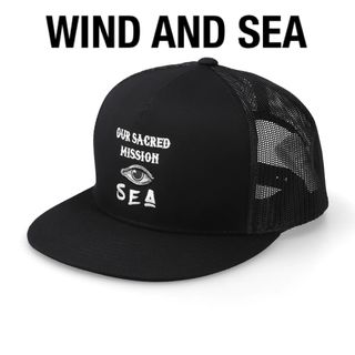 VISION × WIND AND SEA MESH CAP WHITE約cmブリム