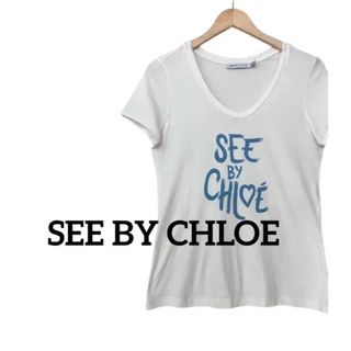 シーバイクロエ(SEE BY CHLOE)の【SEE BY CHLOE クロエ】ロゴTシャツ　白半袖　トップス　ゆるVネック(Tシャツ(半袖/袖なし))