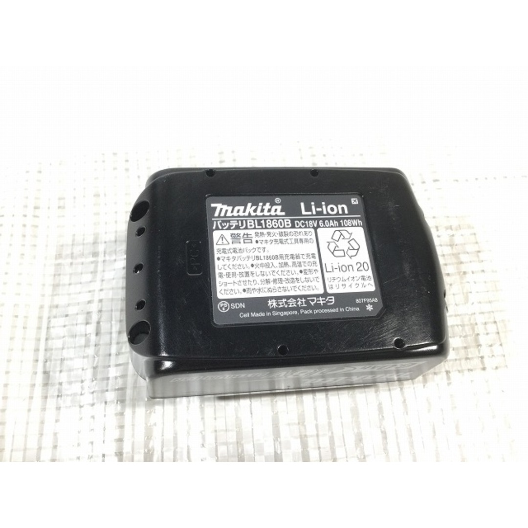 ☆美品☆makita マキタ 18V 6.0Ah 残量表示付 純正 リチウムイオンバッテリー BL1860B リチュウムイオン電池 蓄電池 充電池  76337