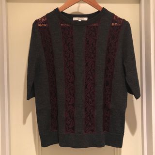 カルヴェン(CARVEN)のCARVEN lace grey Knit❤︎(カットソー(半袖/袖なし))