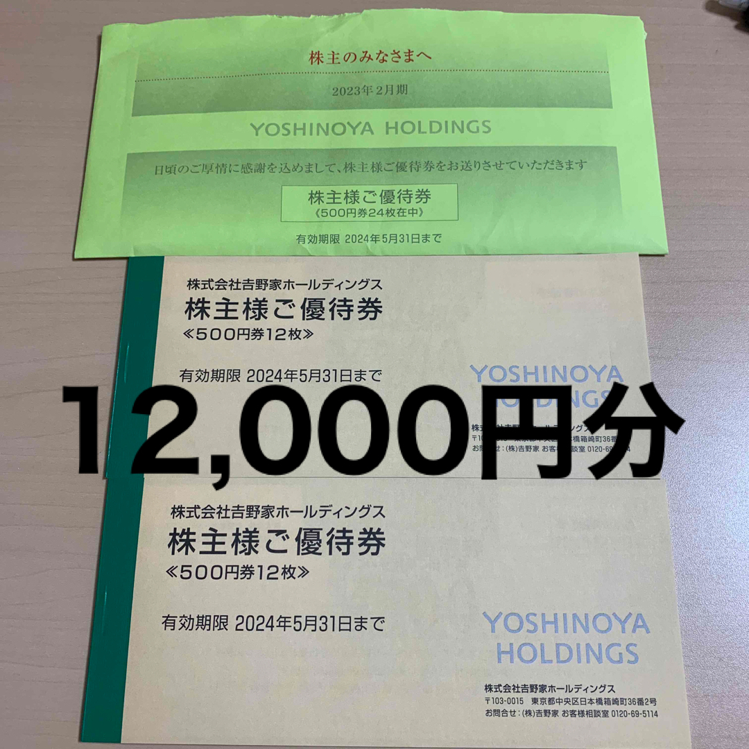 吉野家 株主優待 12000円分 - レストラン/食事券