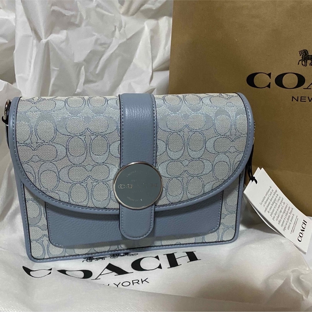 新品未使用 タグ付き coach ショルダーバッグ ブルー 水色 ...