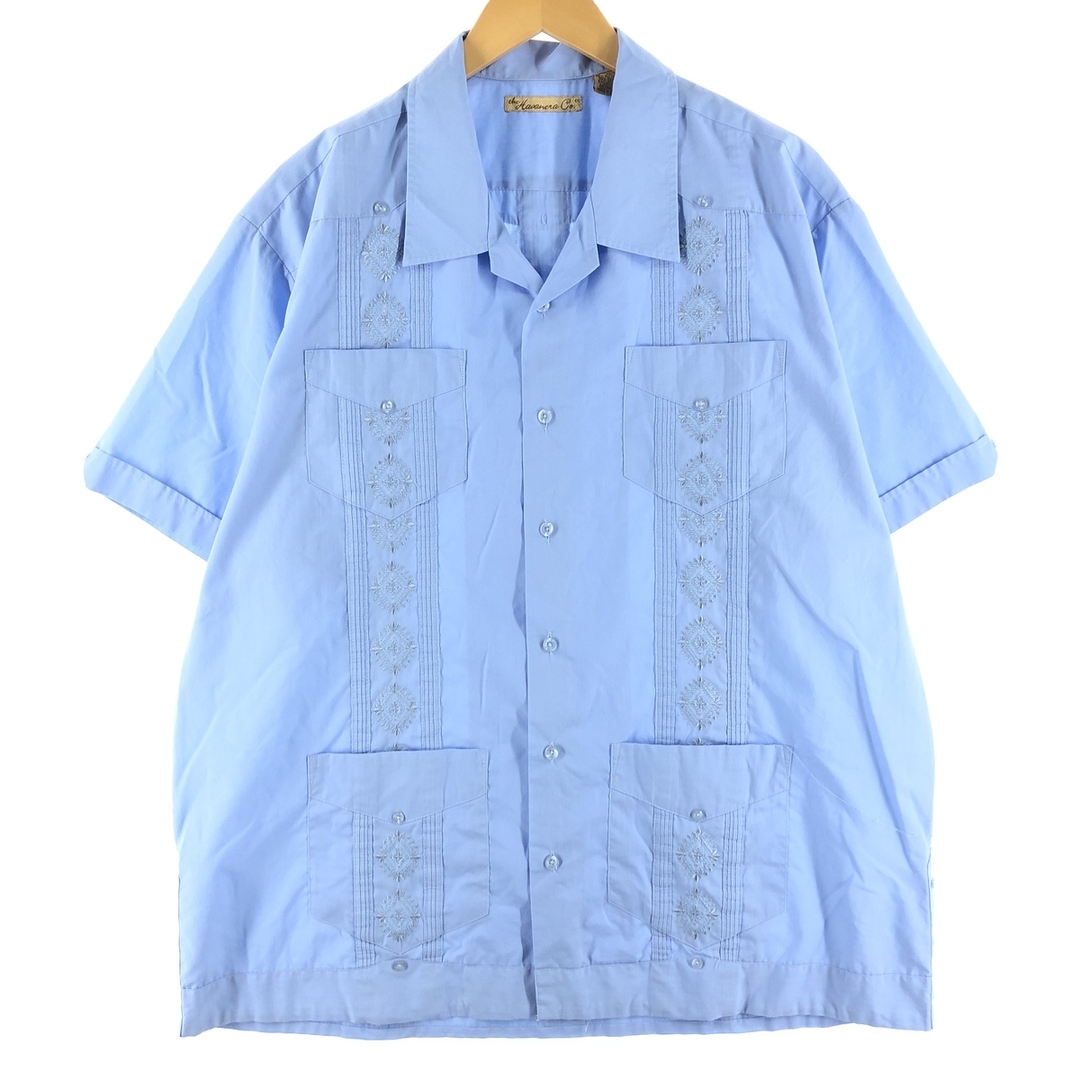 GUAYABERA 半袖 オープンカラー メキシカンシャツ キューバシャツ メンズXL /eaa360735