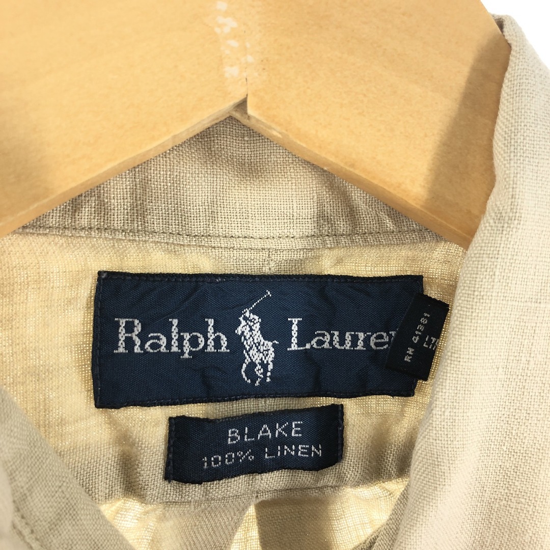 Ralph Lauren(ラルフローレン)の古着 ラルフローレン Ralph Lauren BLAKE 半袖 リネン ボタンダウンシャツ メンズL /eaa361128 メンズのトップス(シャツ)の商品写真