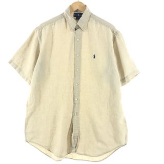 ラルフローレン(Ralph Lauren)の古着 ラルフローレン Ralph Lauren BLAKE 半袖 リネン ボタンダウンシャツ メンズL /eaa361128(シャツ)