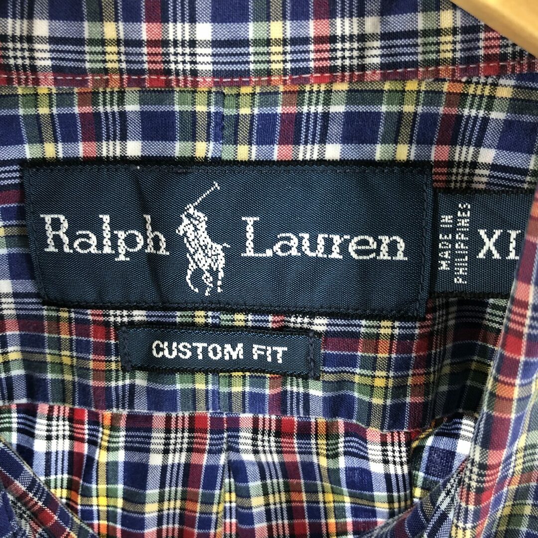 Ralph Lauren(ラルフローレン)の古着 ラルフローレン Ralph Lauren CUSTOM FIT 長袖 ボタンダウンチェックシャツ メンズXL /eaa361319 メンズのトップス(シャツ)の商品写真