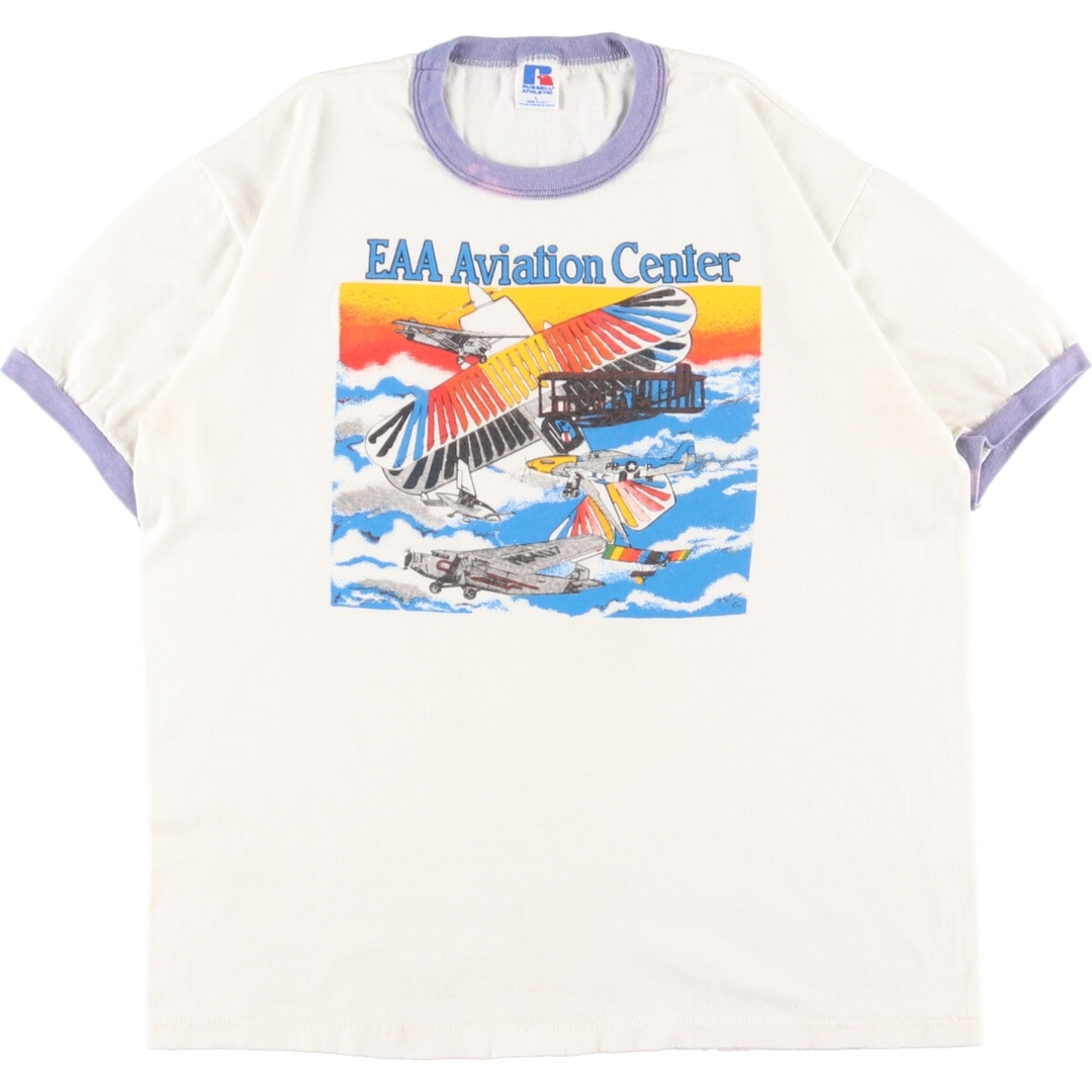 ラッセル Russell リンガーTシャツ プリントTシャツ USA製 メンズM /eaa360250