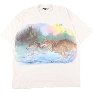 リー(Lee)の古着 リー Lee オオカミ柄 アニマルプリントTシャツ USA製 メンズXL /eaa360894(Tシャツ/カットソー(半袖/袖なし))