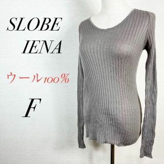 スローブイエナ(SLOBE IENA)の高級ウール　スローブイエナ　Vネックリブニット　中厚手　シンプル　グレー　F(ニット/セーター)