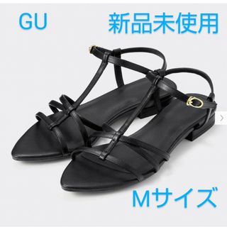 ジーユー(GU)のGU ポインテッドフラットサンダル　M ブラック(サンダル)