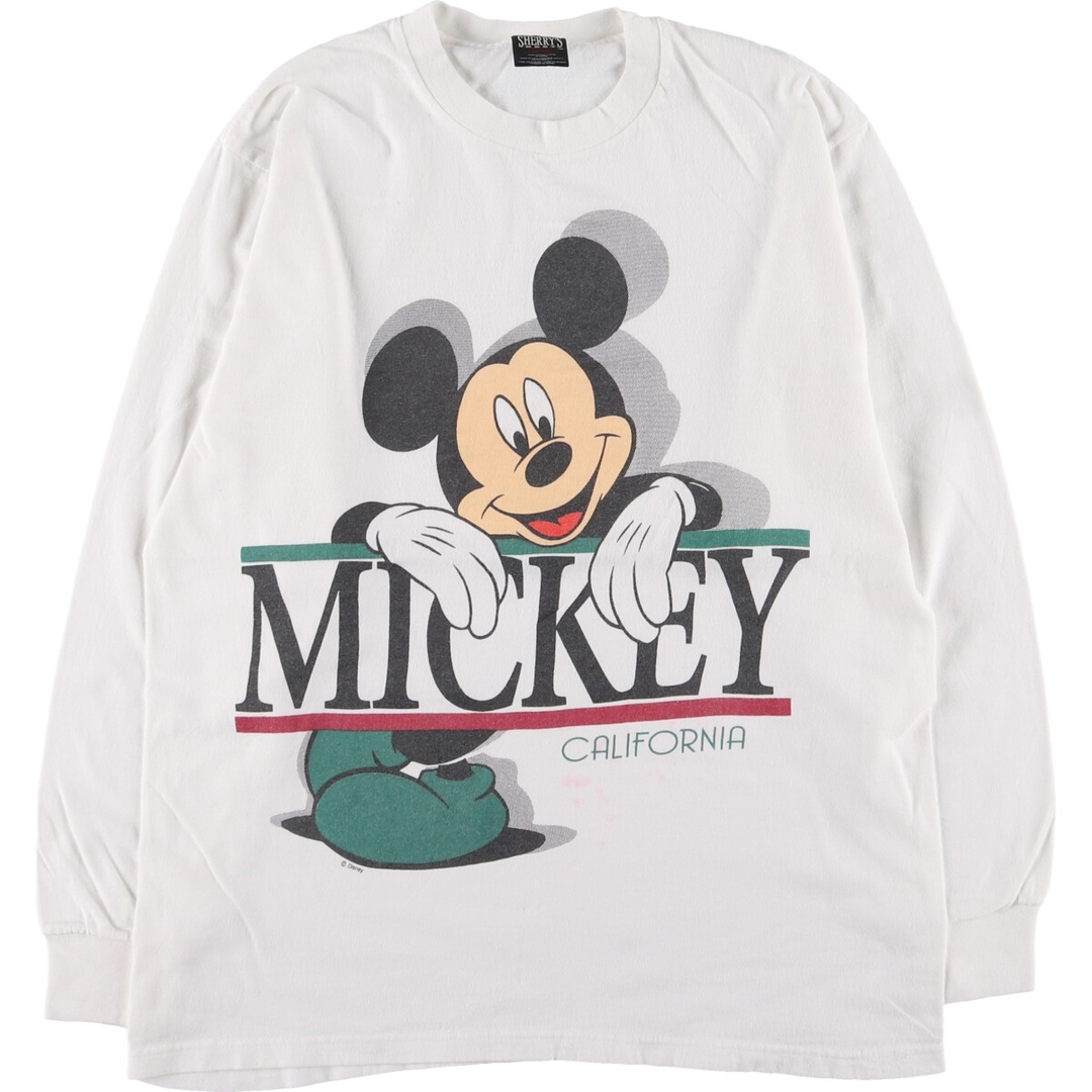 90年代 SHERRY'S BEST MICKY MOUSE ミッキーマウス キャラクタープリントロングTシャツ ロンT USA製 メンズM ヴィンテージ /eaa361024