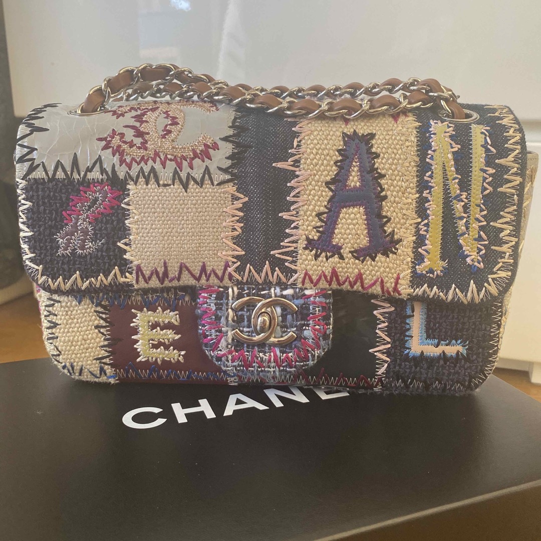 レディースCHANEL シャネル ショルダーバッグ パッチワーク ツイードデニムレザー