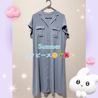 夏服 ワンピース 水色 美品(ロングワンピース/マキシワンピース)