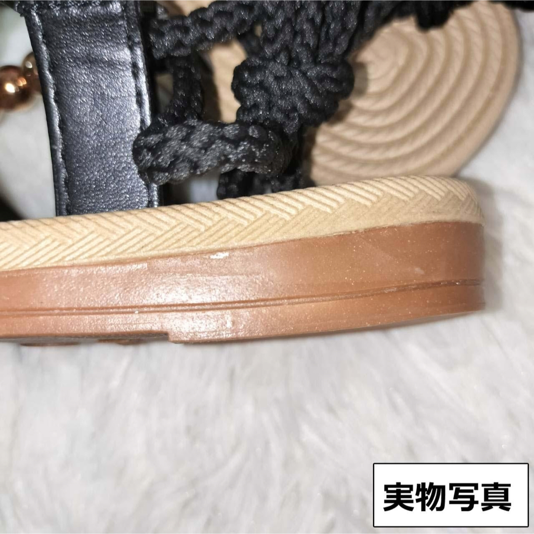 24.5【ブラック】サンダル 紐 アンクルベルト アンクル レディースの靴/シューズ(サンダル)の商品写真