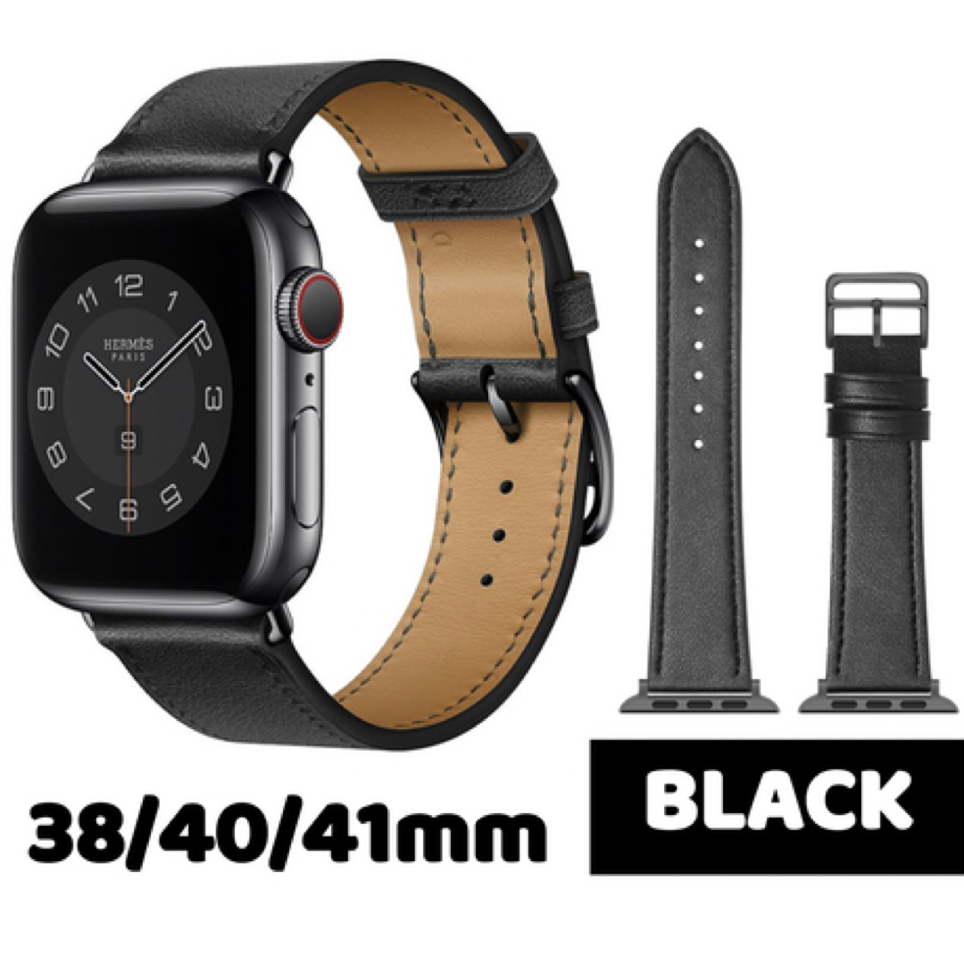 Apple Watch バンド 合皮 38 40 41mm ブラック