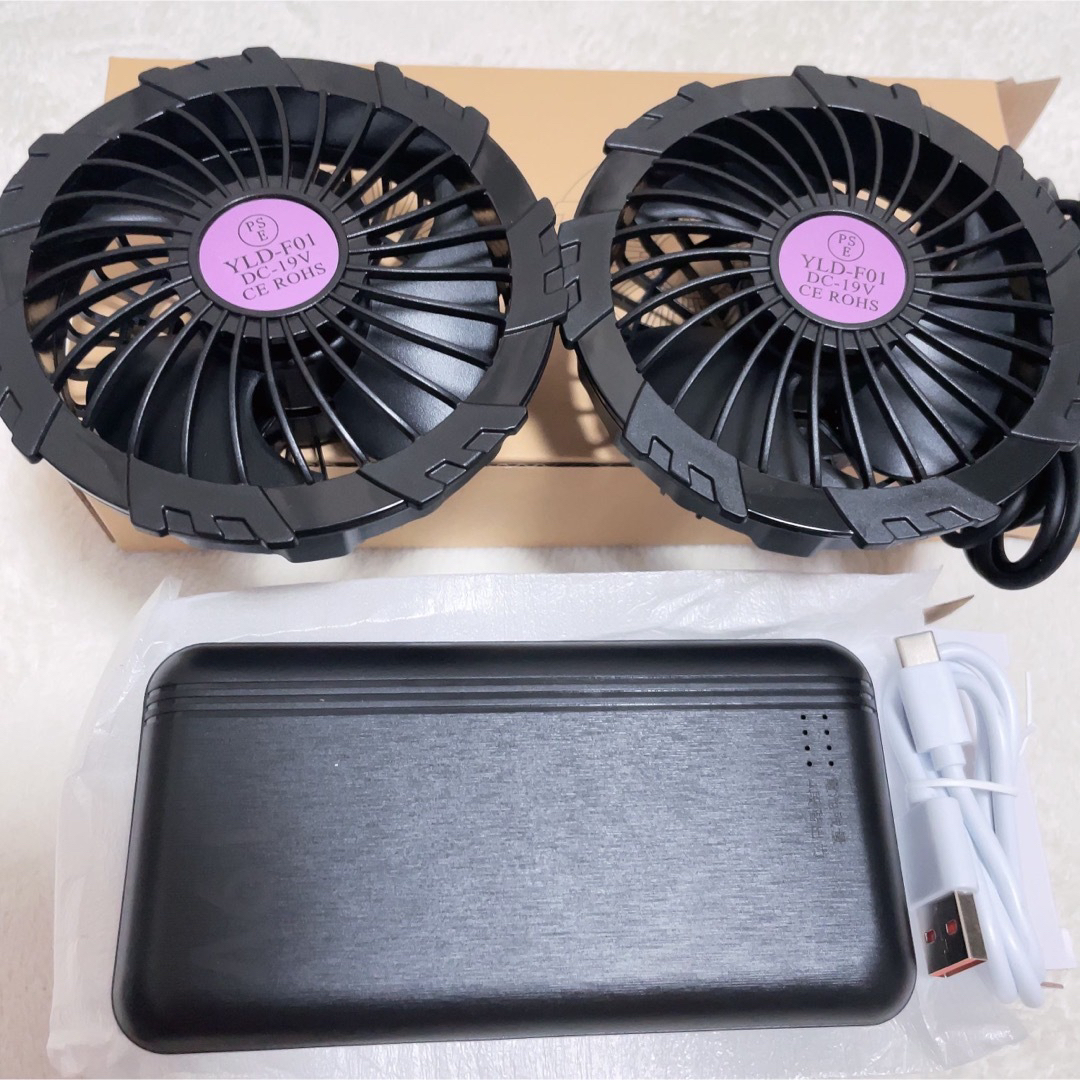 空調服専用❤️ファンバッテリーセット 19V 4段階 20000mAh 大容量の