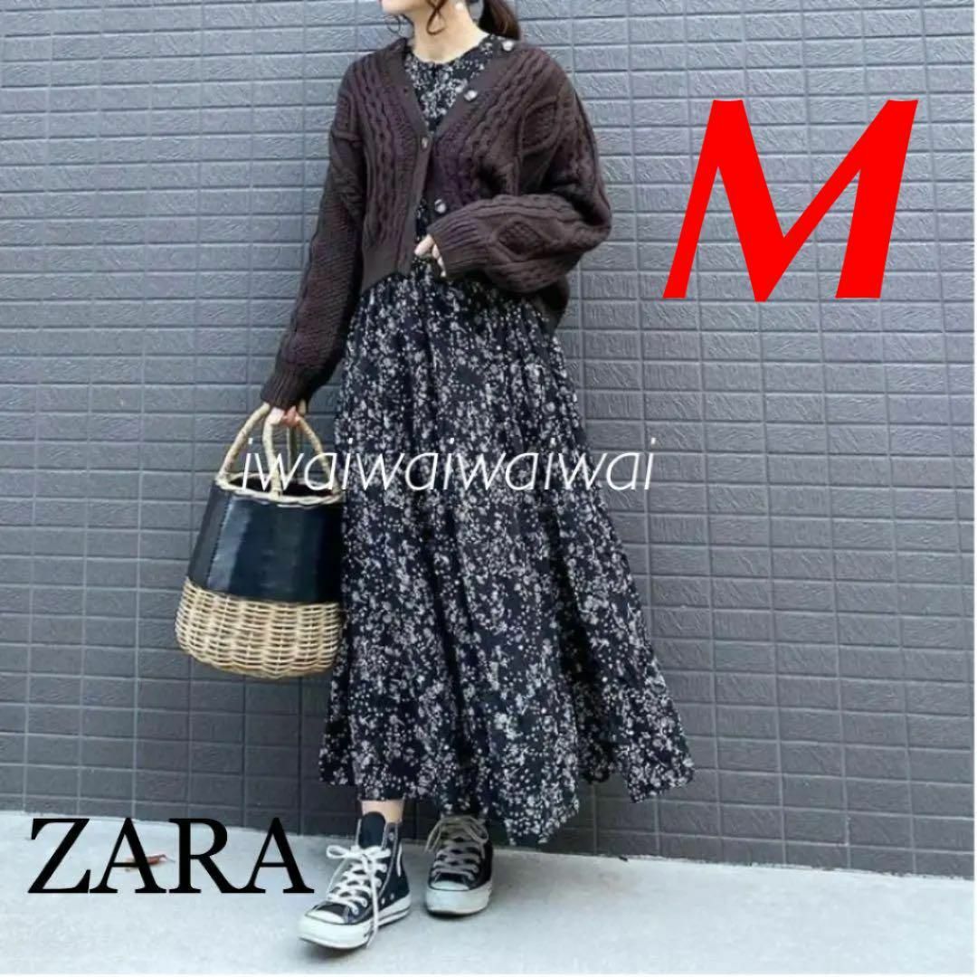 さらに値下げしました。ZARA シルク100% 花柄ダブルフリル ワンピース