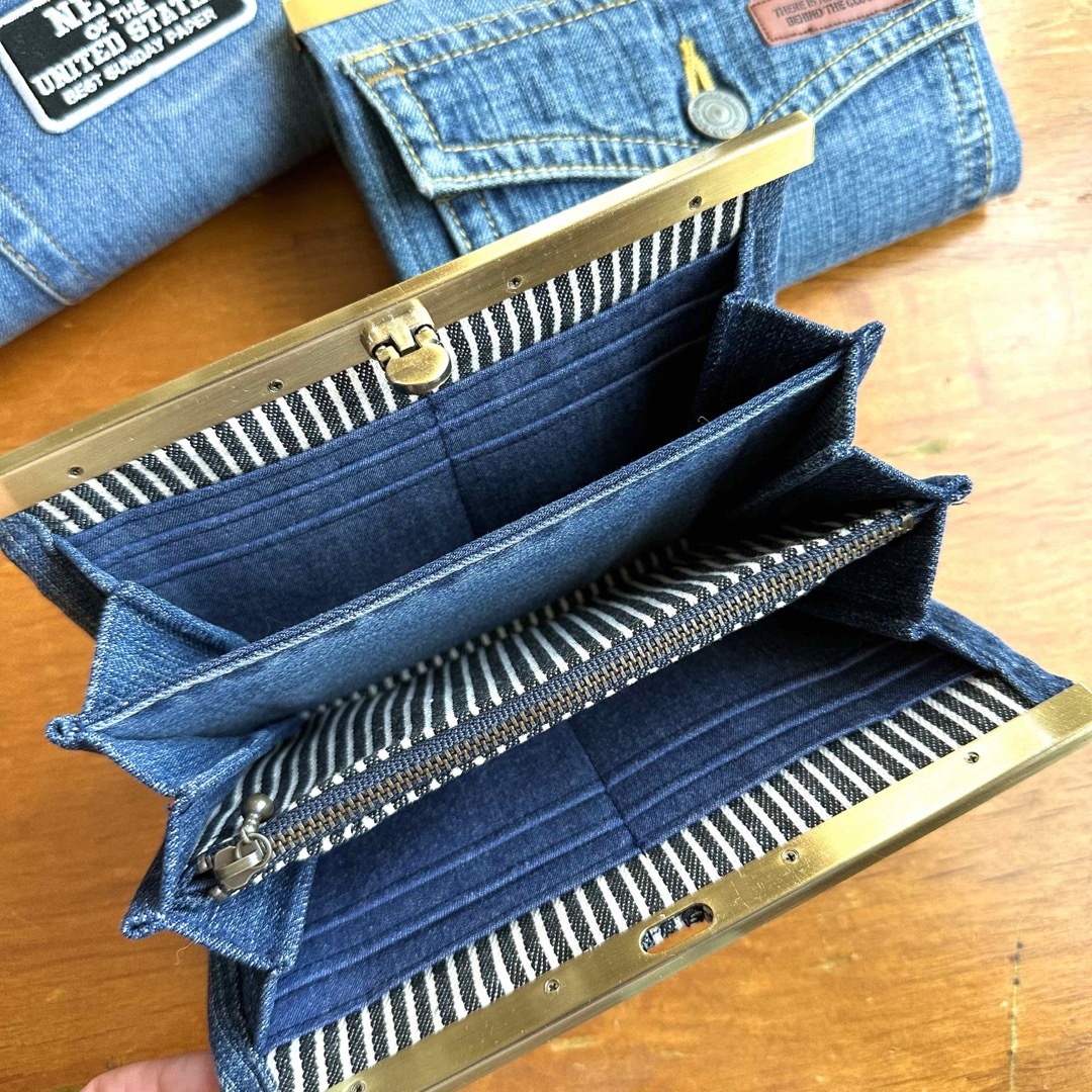 文鎮口金のデニムウォレットの通販 by *tieduer*|ラクマ