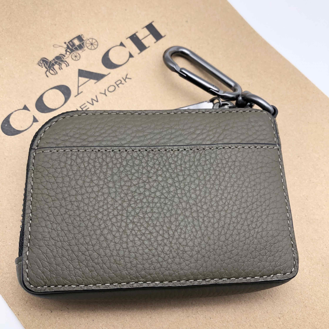 COACH - 【COACH☆新品】Lジップ カード ケース！グリーン！レザー