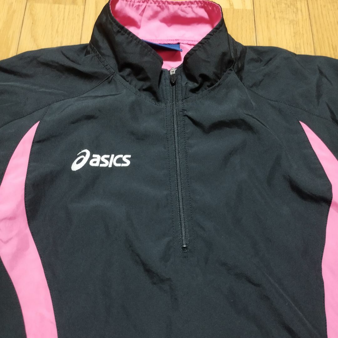 asics(アシックス)のasicsアシックス　レディースMサイズ　ウインドブレーカー ブラックXピンク スポーツ/アウトドアのテニス(ウェア)の商品写真