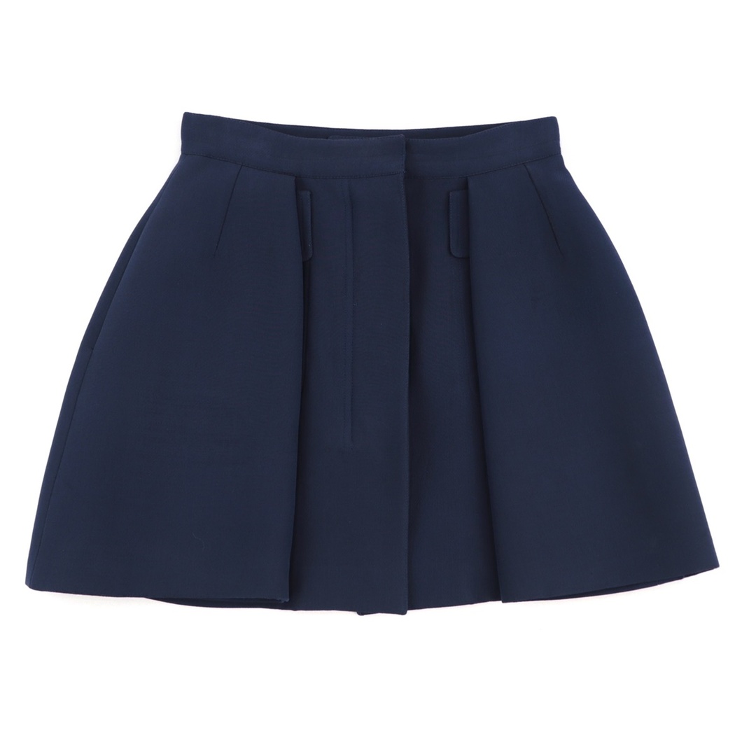 Christian Dior - 美品 クリスチャンディオール ボックスタック ラップスカート レディース ネイビー 42 フロントジップ Christian Dior