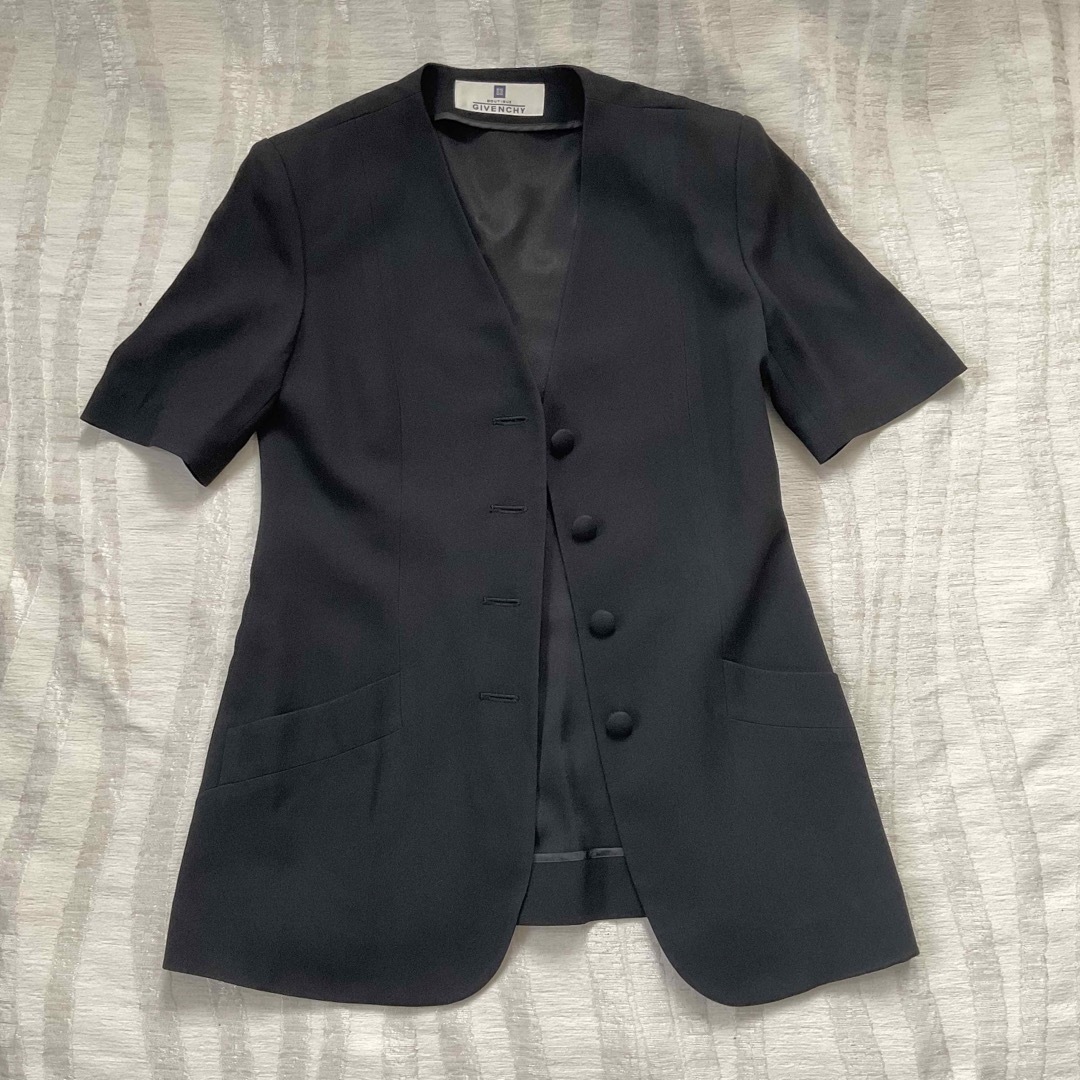 高級 GIVENCHY 半袖 ノーカラージャケット 36 ジバンシー