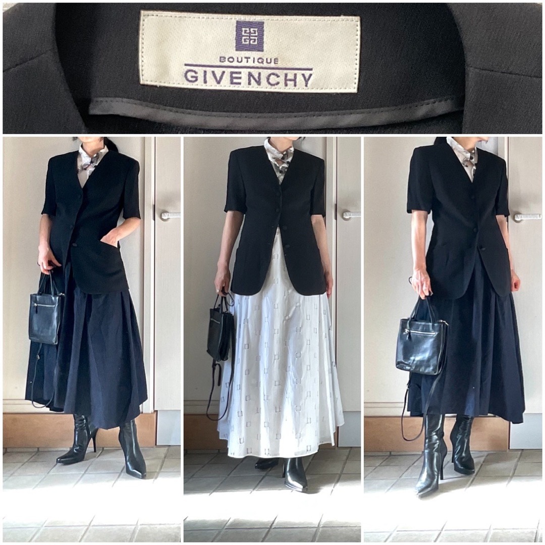 高級 GIVENCHY 半袖 ノーカラージャケット 36 ジバンシー