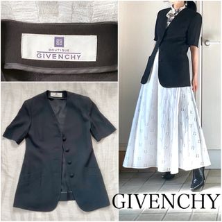 高級 GIVENCHY 半袖 ノーカラージャケット　36 ジバンシー