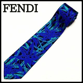 フェンディ(FENDI)の極美品 フェンディ FENDI ネクタイ 総柄 ネイビー 高級 シルク100%(ネクタイ)