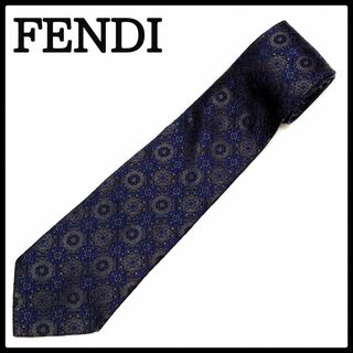 フェンディ(FENDI)の極美品 フェンディ FENDI ネクタイ パターン柄 高級 シルク100% 青(ネクタイ)
