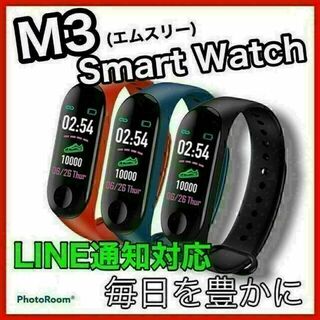 M3　スマートウォッチ　レッド　赤　iPhone　android　スマホ　運動(腕時計(デジタル))