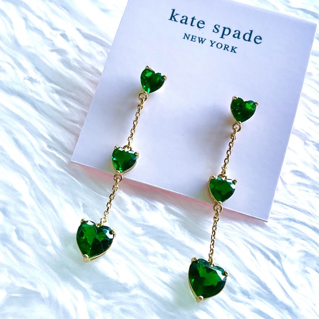 kate spade new york(ケイトスペードニューヨーク)のケイトスペード　ジルコニアハートリニアピアス　最終お値下げ　１点のみ レディースのアクセサリー(ピアス)の商品写真