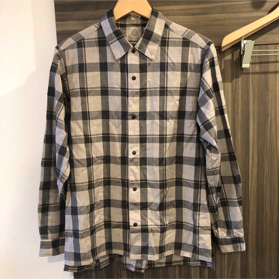 patagonia - 山と道 Merino shirt / gray check / Sサイズの通販 by