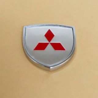 ミツビシ(三菱)のMITSUBISHI  三菱　3D金属ステッカー シルバー　Aタイプ　1枚(車外アクセサリ)