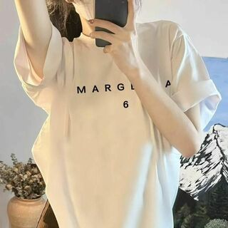 A0880レディース ゆったり ロゴ 白 tシャツ ロゴt シンプル 夏 韓国(Tシャツ(半袖/袖なし))