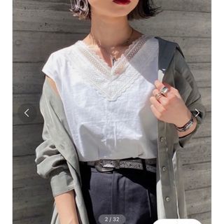 ページボーイ(PAGEBOY)のPAGEBOY スカラップレースフレンチスリーブ(Tシャツ(半袖/袖なし))