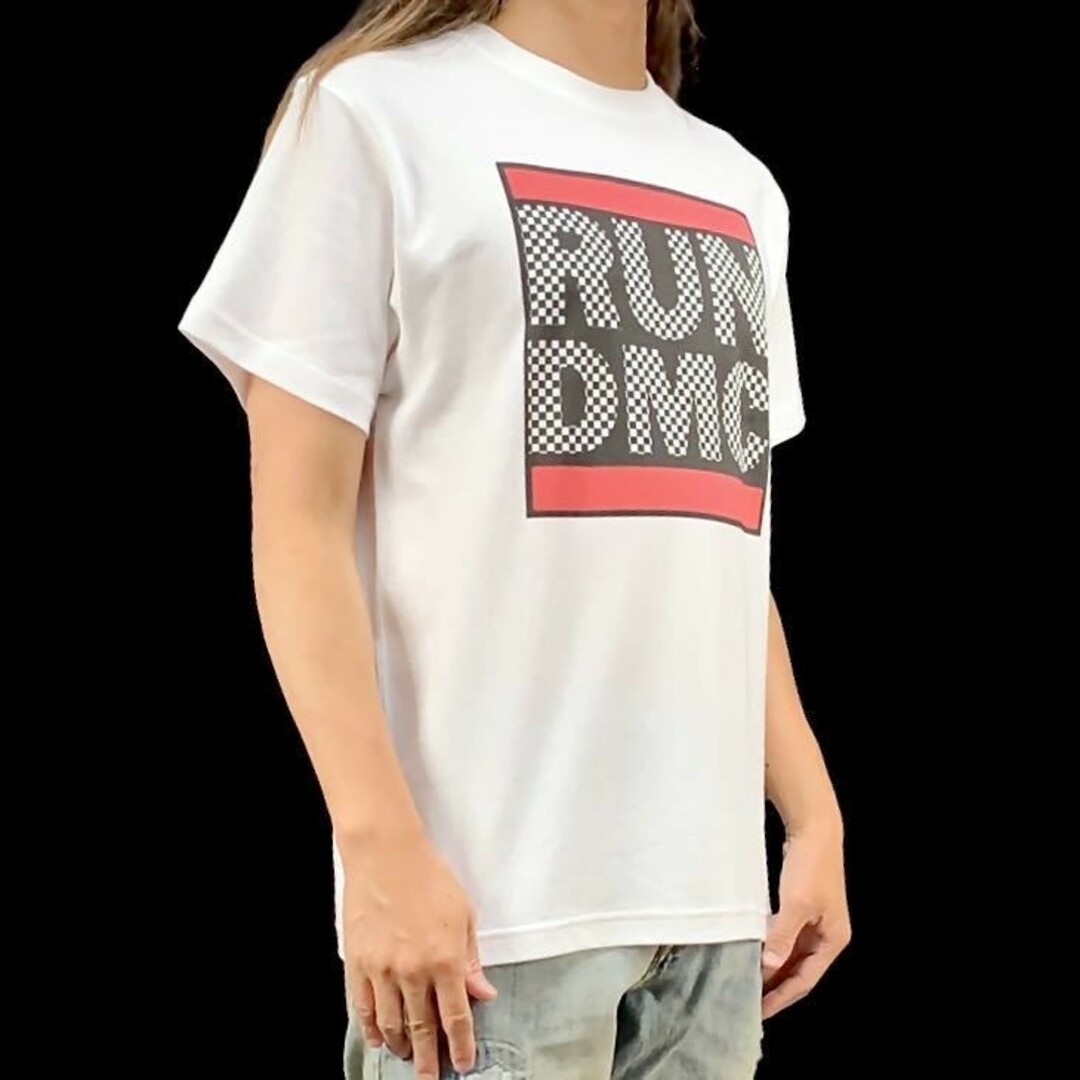 新品 RUN DMC チェッカー ロゴ オールドスクール ヒップホップ Tシャツ