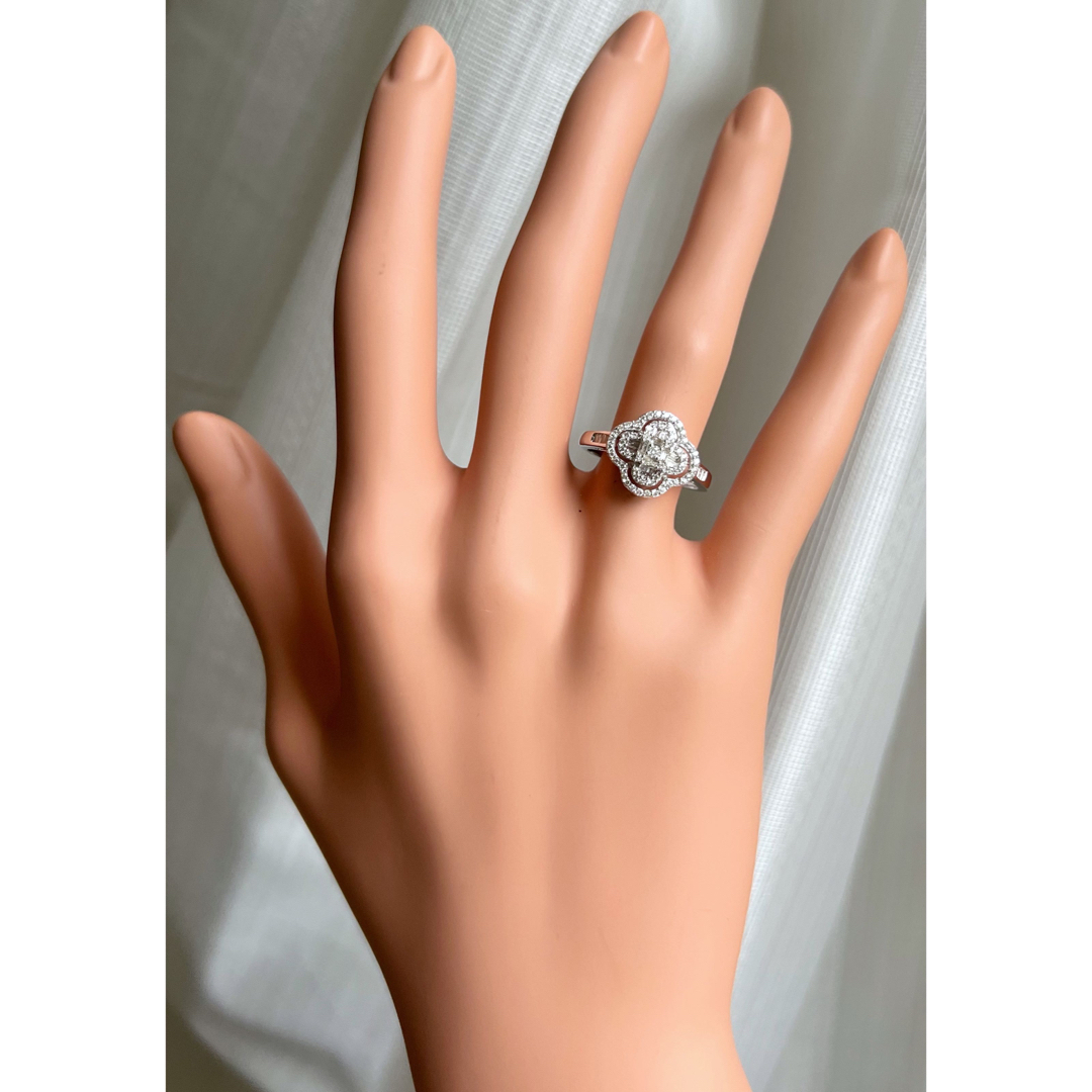 k18WG 天然 ダイヤモンド 0.40ct ダイヤ フラワー リング レディースのアクセサリー(リング(指輪))の商品写真