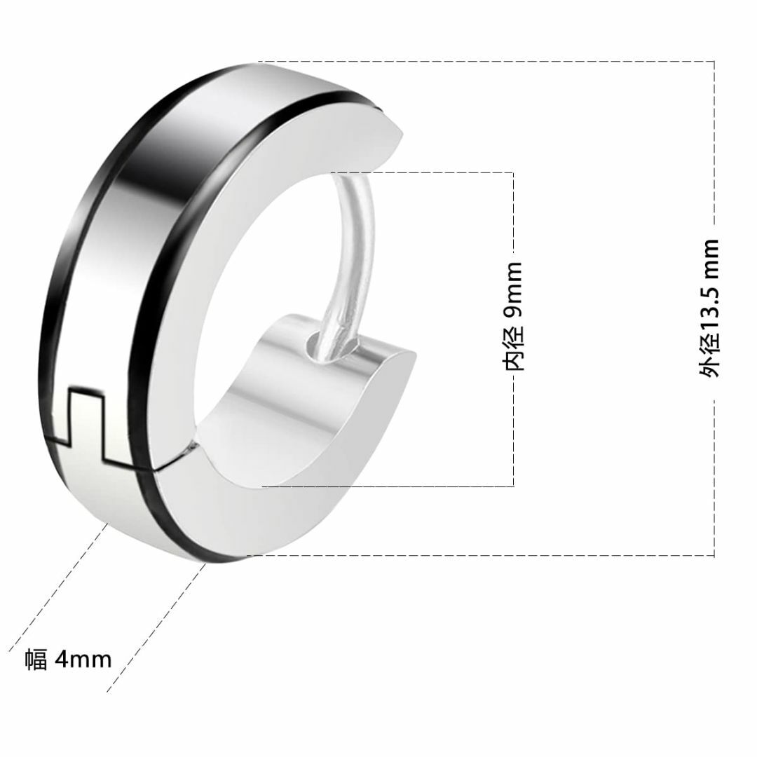 Umiwe フープピアス メンズ レディース 4個セット サージカルステンレス 3