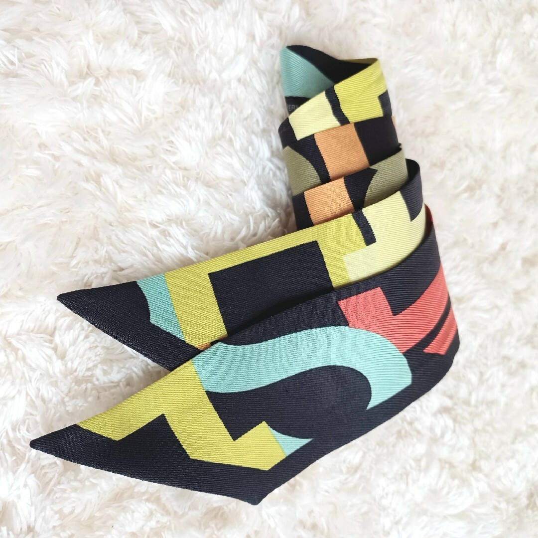 クリーニング済☆HERMES エルメス キャピタルズ シルク ツイリー