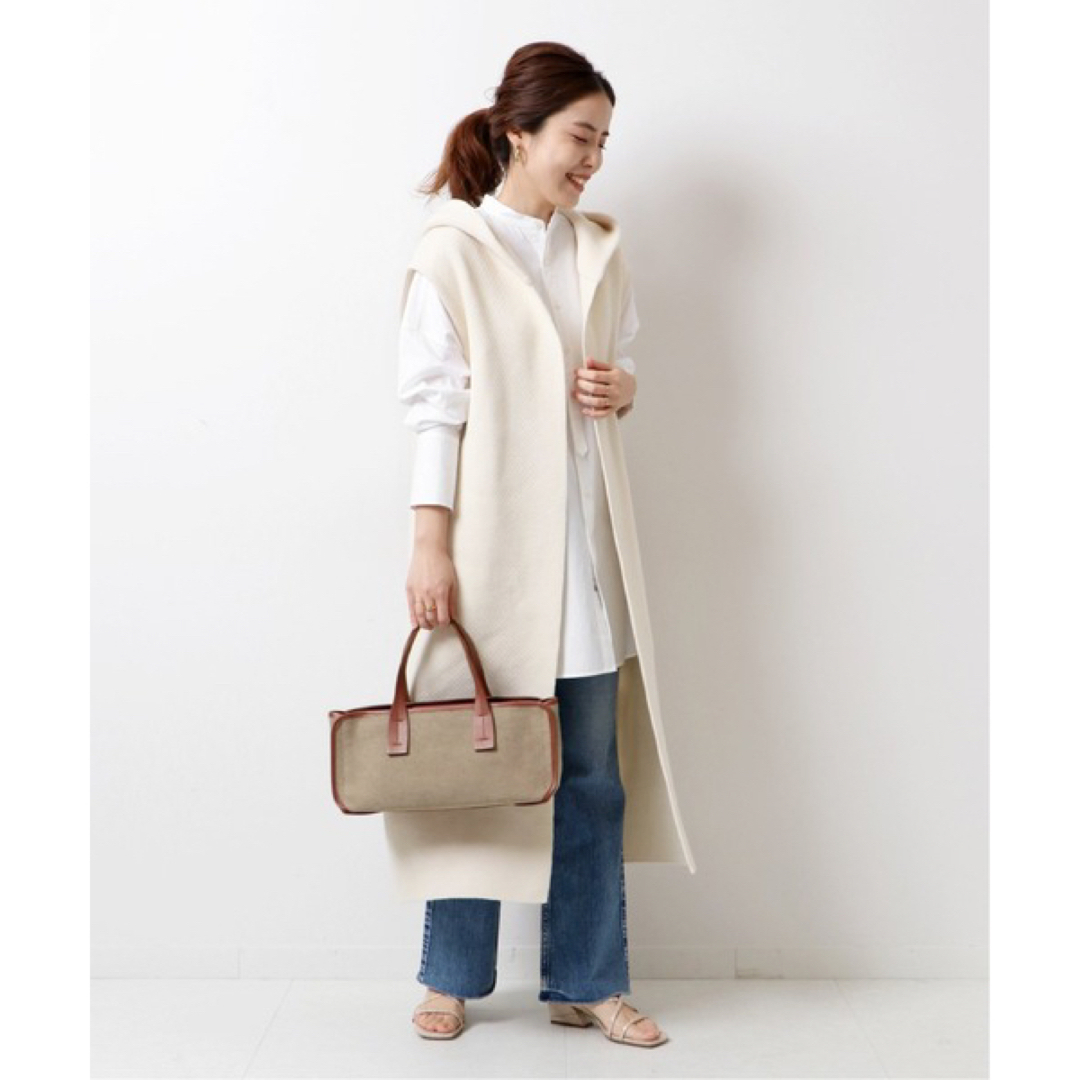 Spick & Span(スピックアンドスパン)のSpick & Span 【PAOLA NUTTI】キャンバスレザー横長バッグ レディースのバッグ(ショルダーバッグ)の商品写真