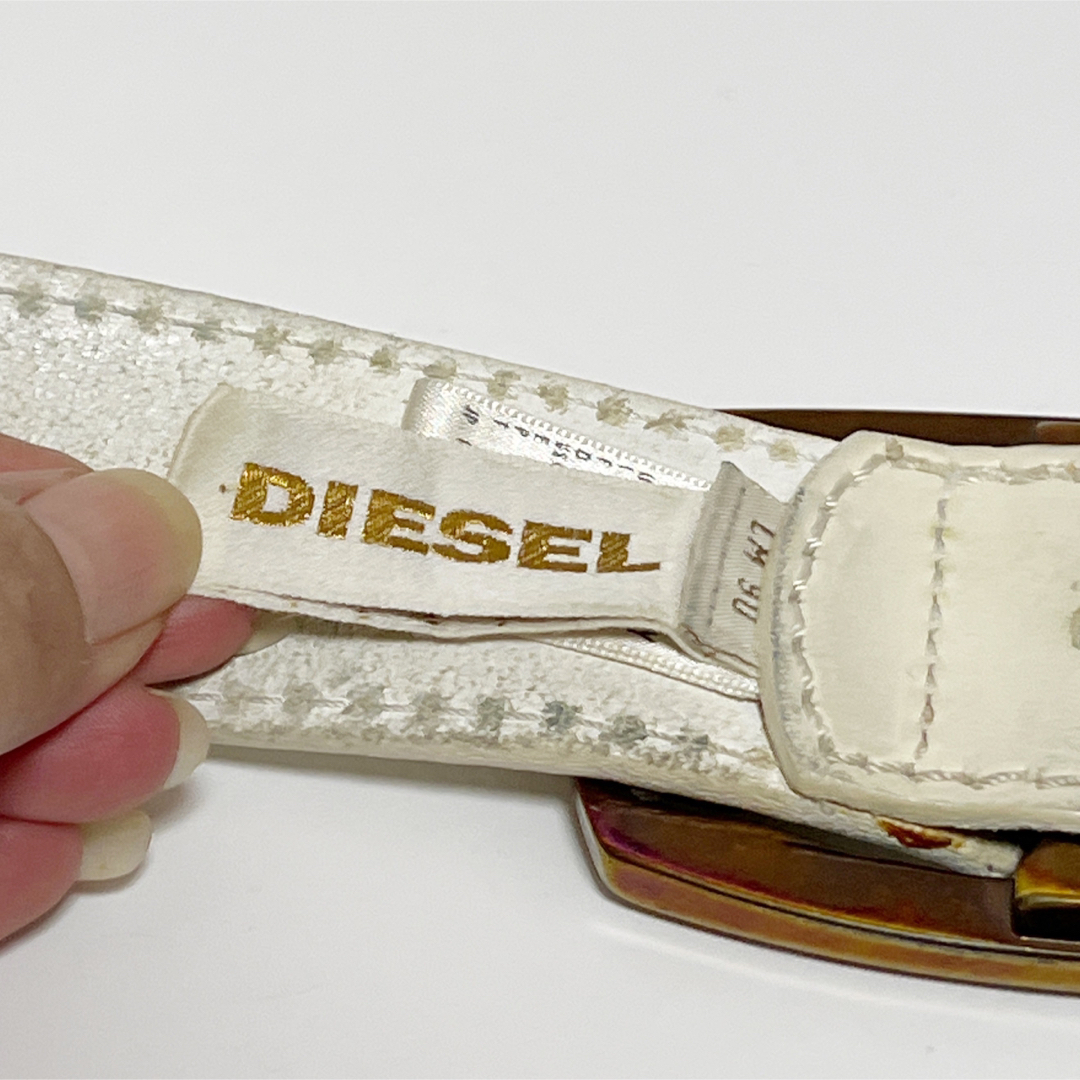 DIESEL ディーゼル✨ベルト ナックル ホワイト クリーム色 ブラウン