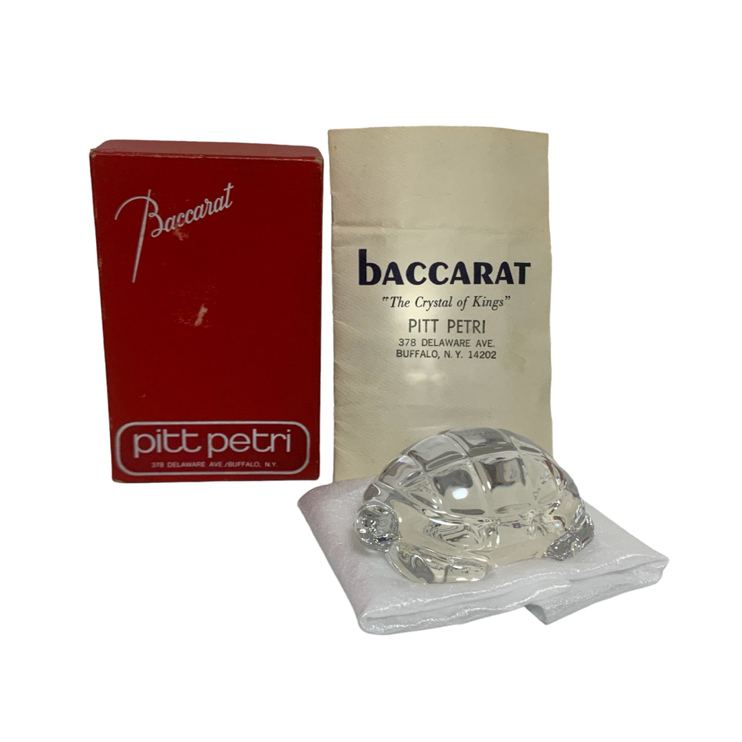 【美品】バカラ Baccarat ペーパーウェイト 亀 カメ ガラス 置物 箱付