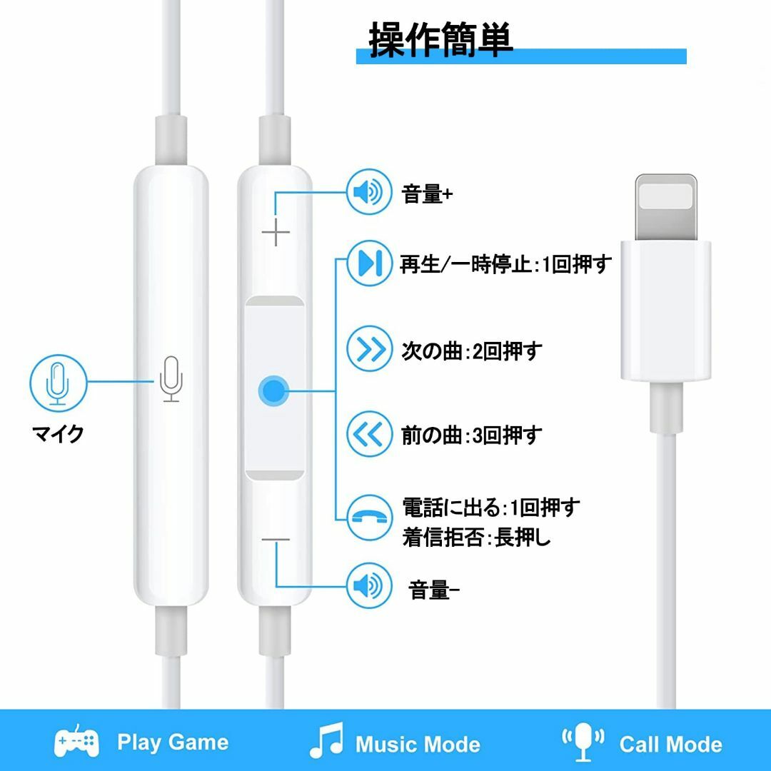 在庫処分イヤホン iPhone 用 有線 マイク付き 重低音 ステレオイヤフの