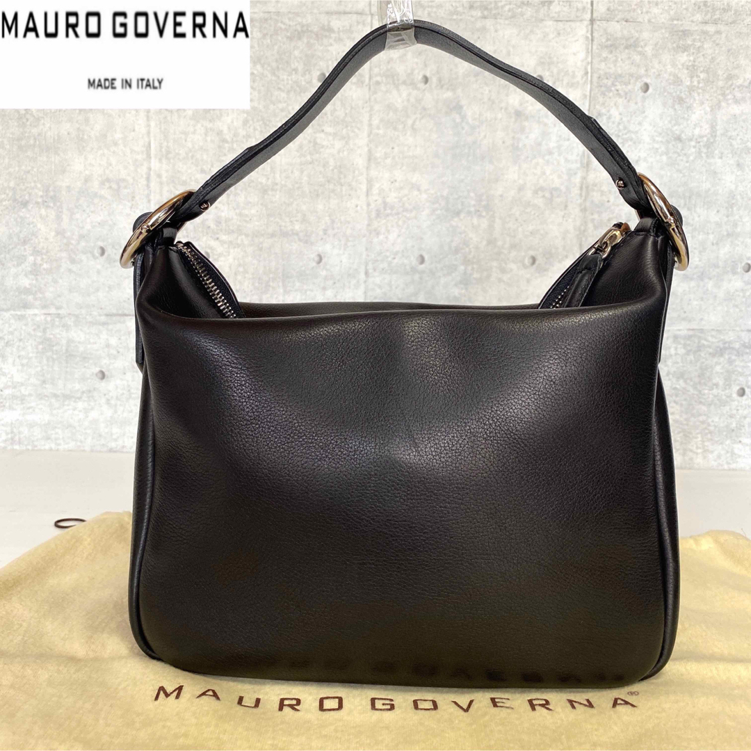 極美品 MAURO GOVERNA×WAKO カーフレザー 黒ワンハンドルバッグ