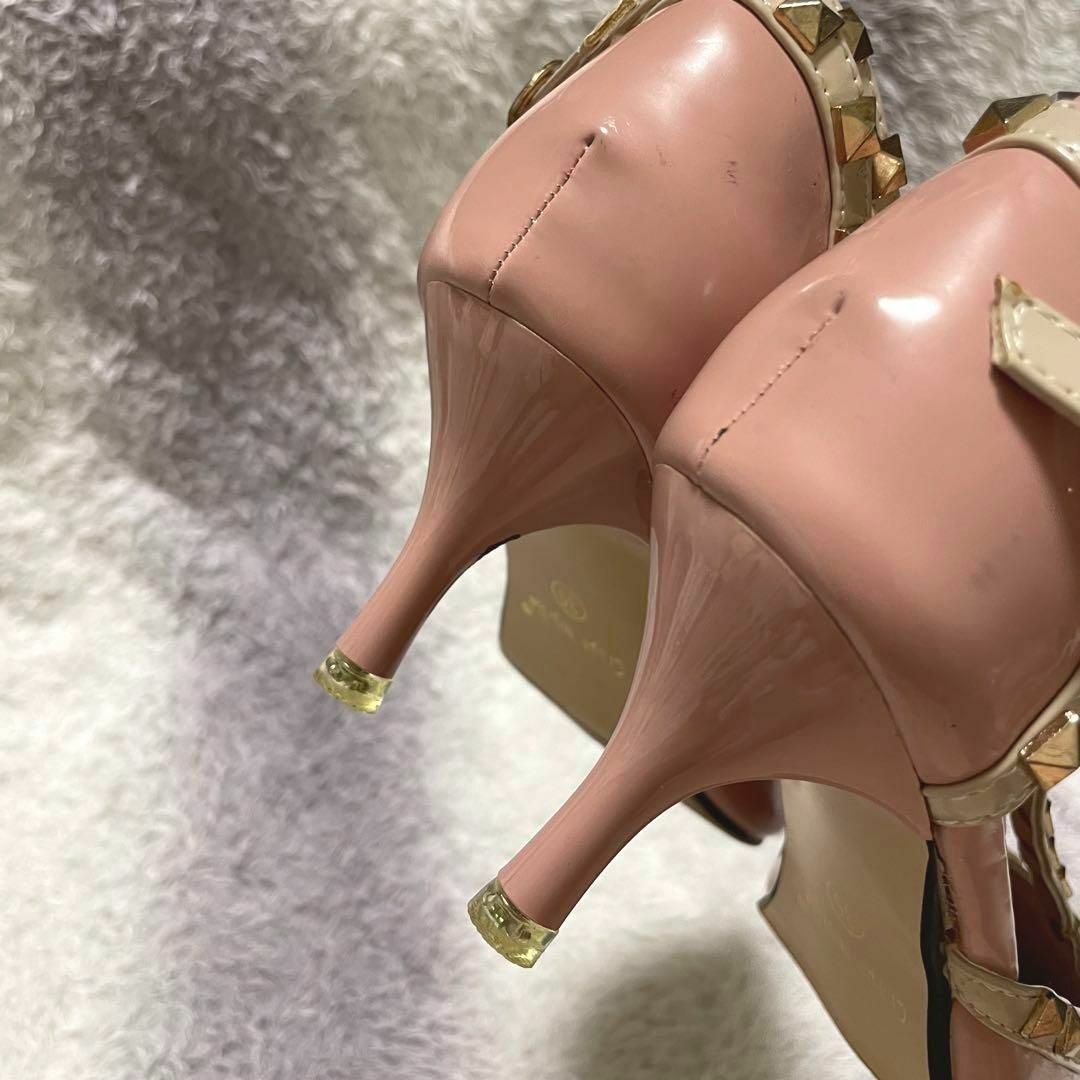 s137g Crape myrtle パンプス ヒール ピンク スタッズデザイン レディースの靴/シューズ(ハイヒール/パンプス)の商品写真
