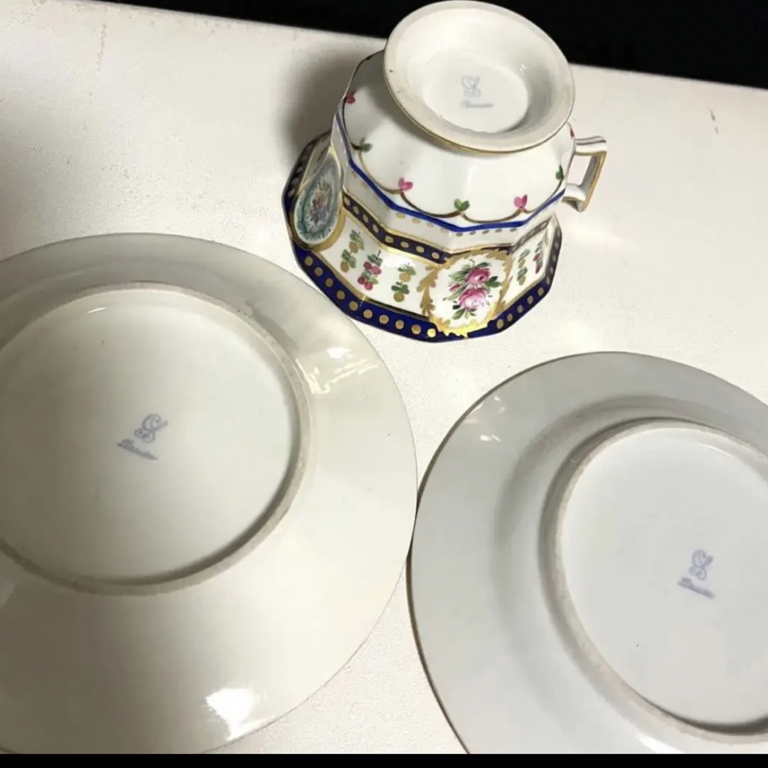 MEISSEN - ドレスデン カールティーメ 薔薇 コバルト 窓絵
