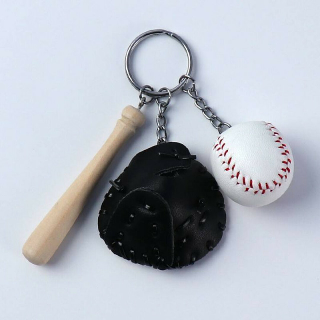 野球 ベースボール キーホルダー 3点セット ブラック ストラップ スポーツ 黒の通販 by そま☆'s shop｜ラクマ